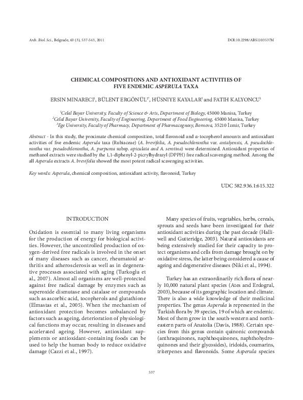 (PDF) Chemical compositions and antioxidant activities of five endemic ...