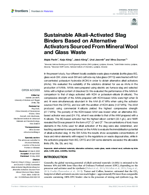 (PDF) Sustainable Alkali-Activated Slag Binders Based on Alternative ...