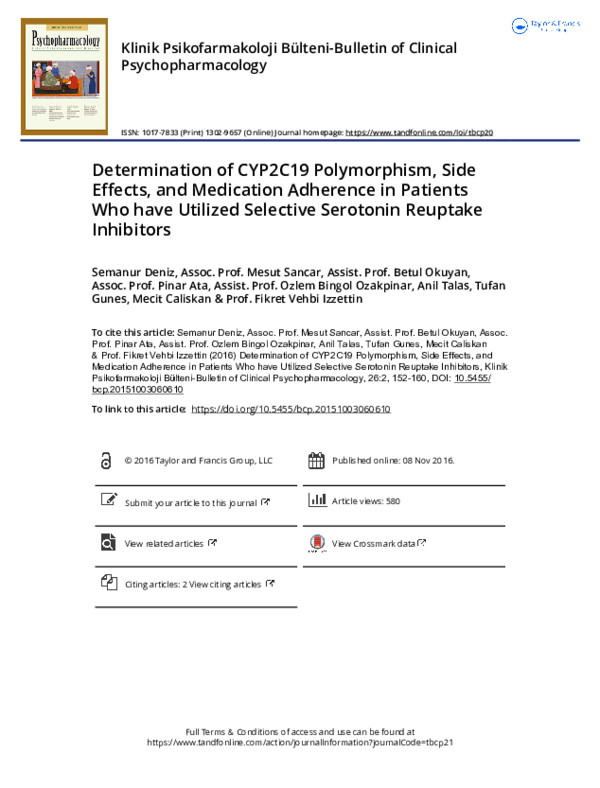(PDF) Determination of CYP2C19 Polymorphism, Side Effects, and ...
