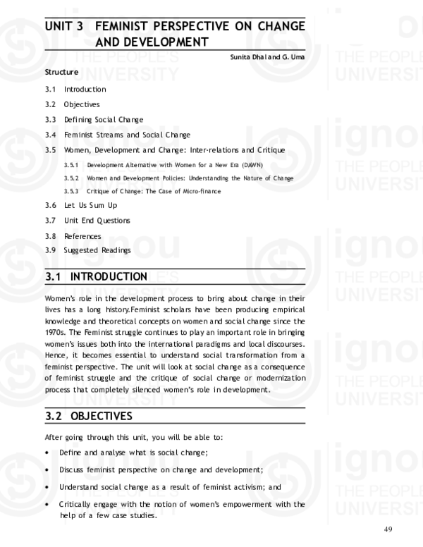(PDF) Unit 3 Feminist Perspective on Change and Development