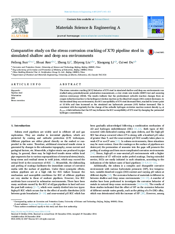 (PDF) Comparative study on the stress corrosion cracking of X70 ...