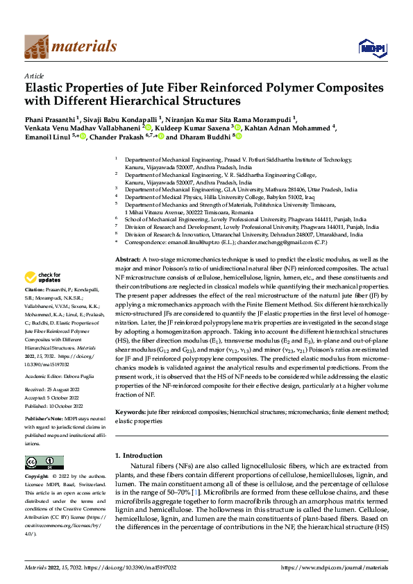 (PDF) Elastic Properties of Jute Fiber Reinforced Polymer Composites ...
