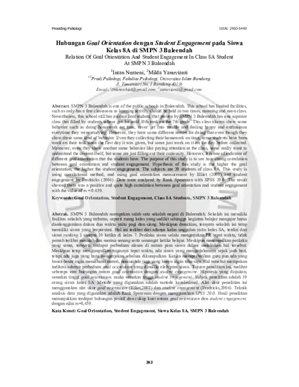 (PDF) Hubungan Goal Orientation dengan Student Engagement pada Siswa ...