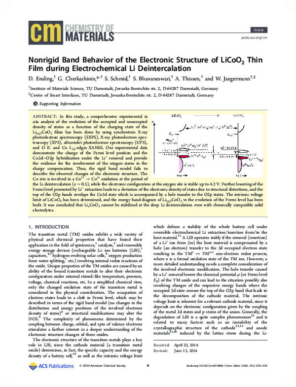 (PDF) Nonrigid Band Behavior of the Electronic Structure of LiCoO2 Thin ...