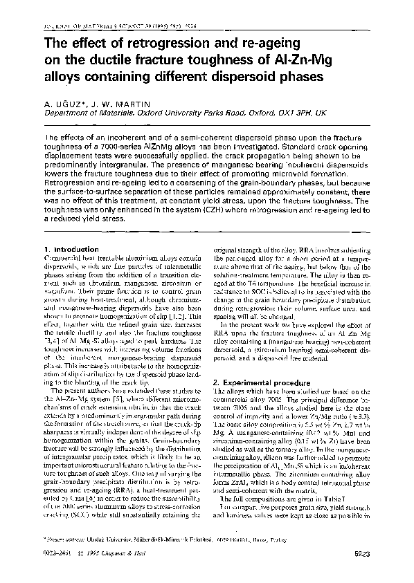 (PDF) The effect of retrogression and re-ageing on the ductile fracture ...