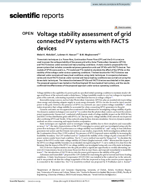(PDF) Voltage stability assessment of grid connected PV systems with ...