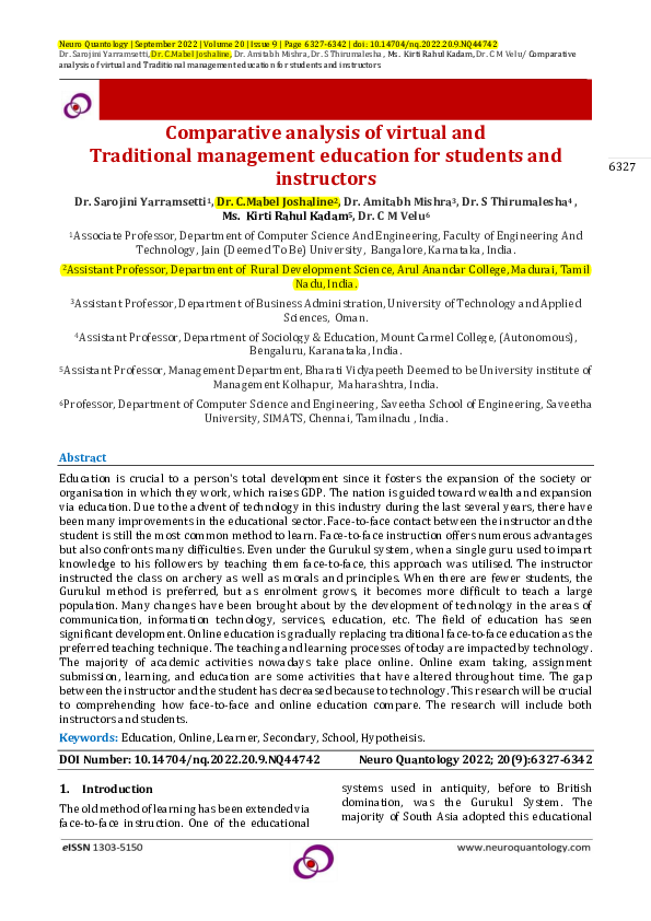 (PDF) Comparative analysis of virtual and Traditional management ...
