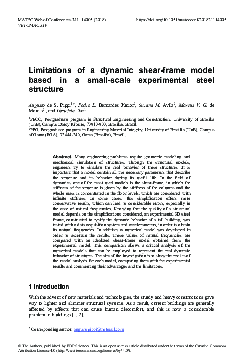 (PDF) Limitations of a dynamic shear-frame model based in a small-scale ...