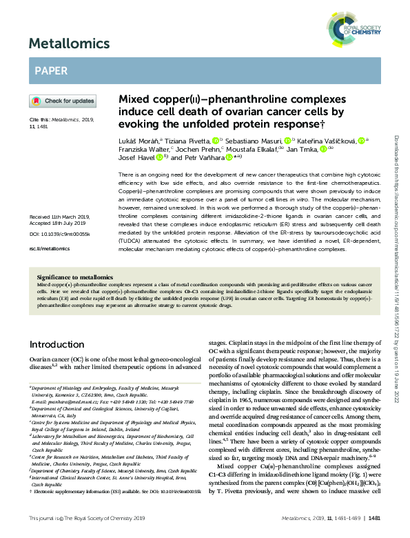 (PDF) Mixed copper(ii)–phenanthroline complexes induce cell death of ...