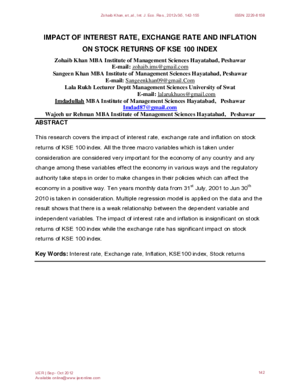 (PDF) Impact of Interest Rate, Exchange Rate and Inflation on Stock ...