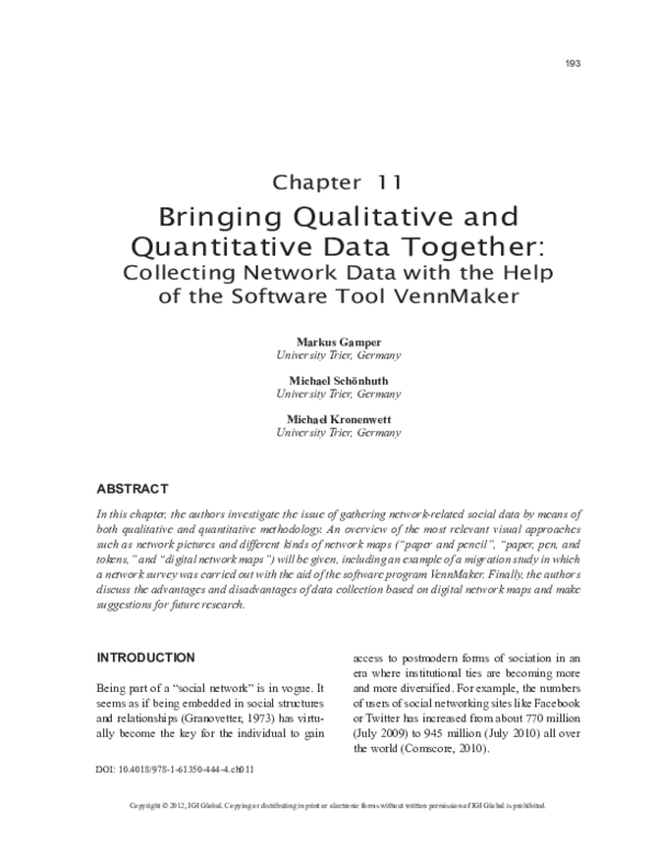 (PDF) Bringing Qualitative and Quantitative Data Together