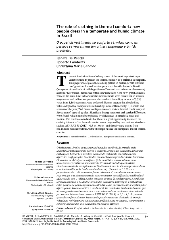 (PDF) The role of clothing in thermal comfort: how people dress in a ...