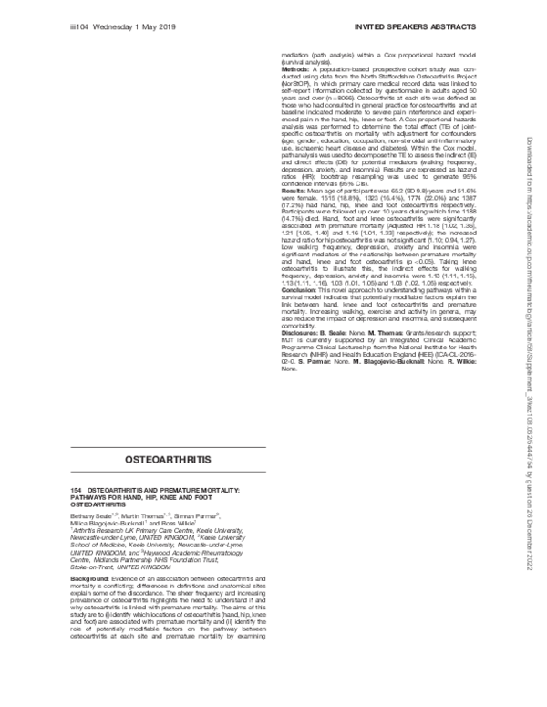 (PDF) 154 Osteoarthritis and premature mortality pathways for hand