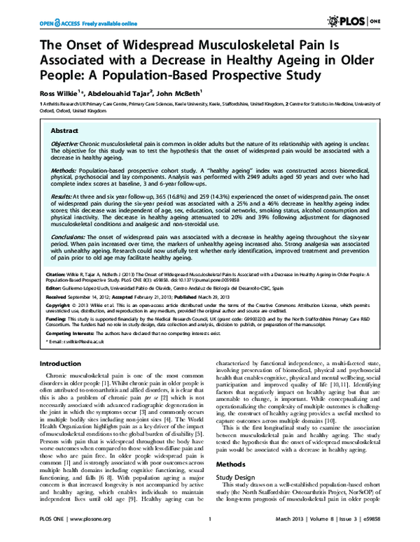 (PDF) The Onset of Widespread Musculoskeletal Pain Is Associated with a ...