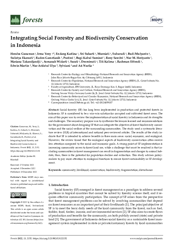 (PDF) Integrating Social Forestry and Biodiversity Conservation in ...