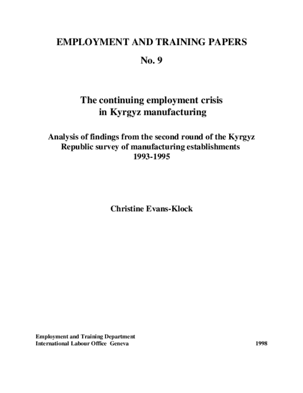 (PDF) Employment and Training Papers
