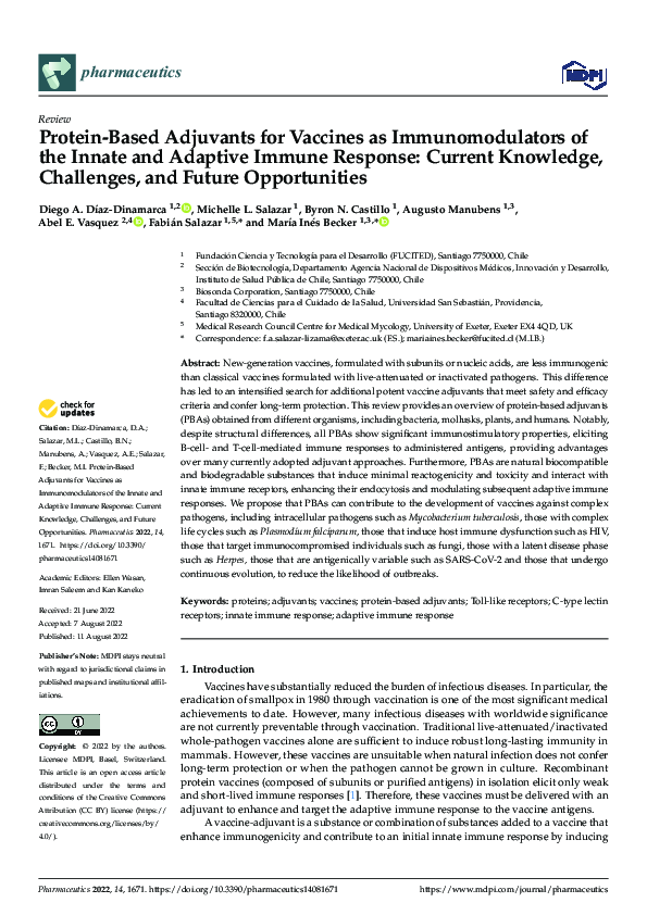(PDF) Protein-Based Adjuvants for Vaccines as Immunomodulators of the ...