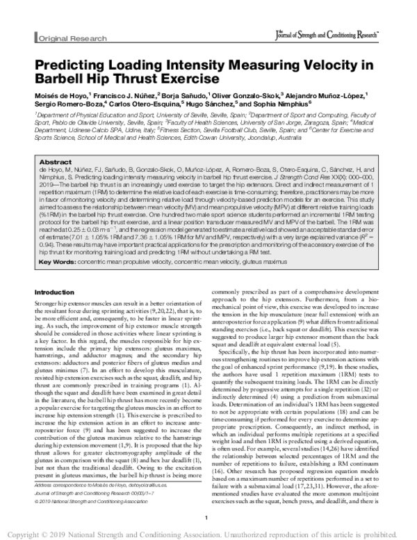 (PDF) Predicting Loading Intensity Measuring Velocity in Barbell Hip ...