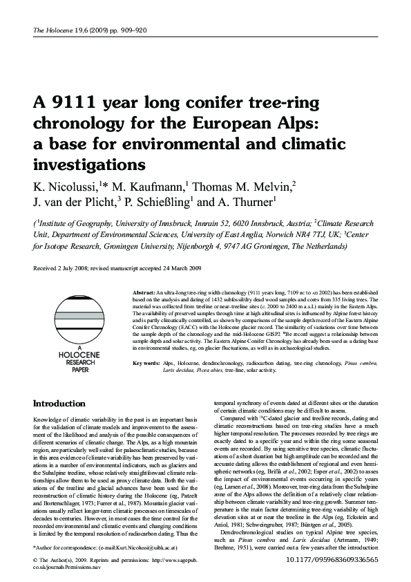 (PDF) A 9111 year long conifer tree-ring chronology for the European ...