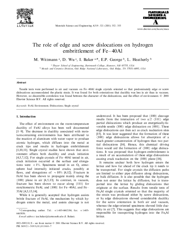 (PDF) The role of edge and screw dislocations on hydrogen embrittlement ...