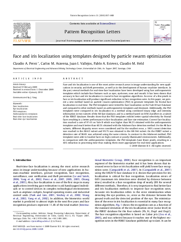 (PDF) Face and iris localization using templates designed by particle ...