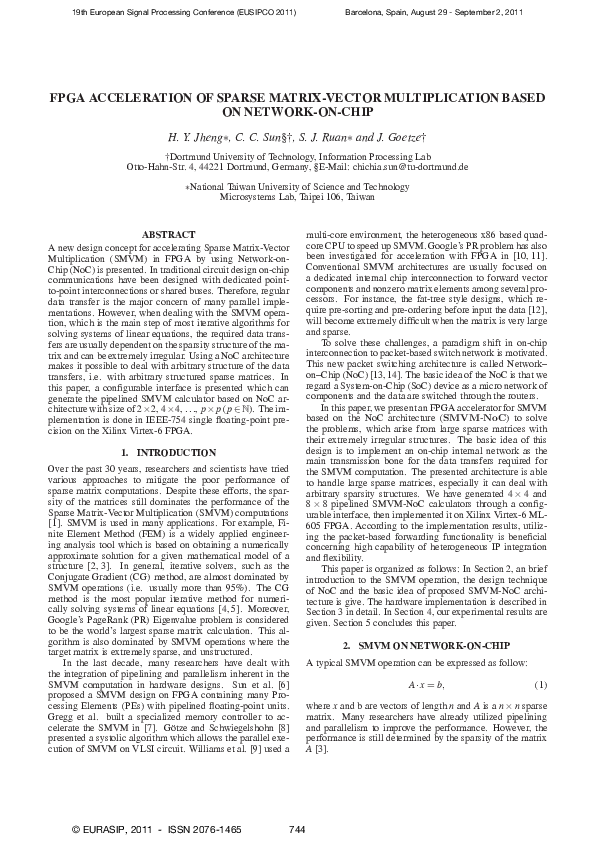 (PDF) Fpga Acceleration Of Sparse Matrix-Vector Multiplication Based On ...