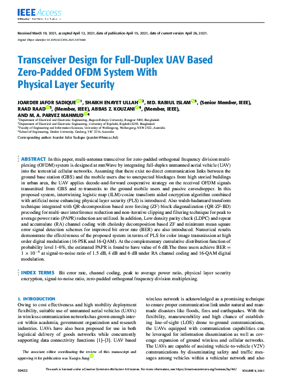(PDF) Transceiver Design for FullDuplex UAV Based ZeroPadded OFDM