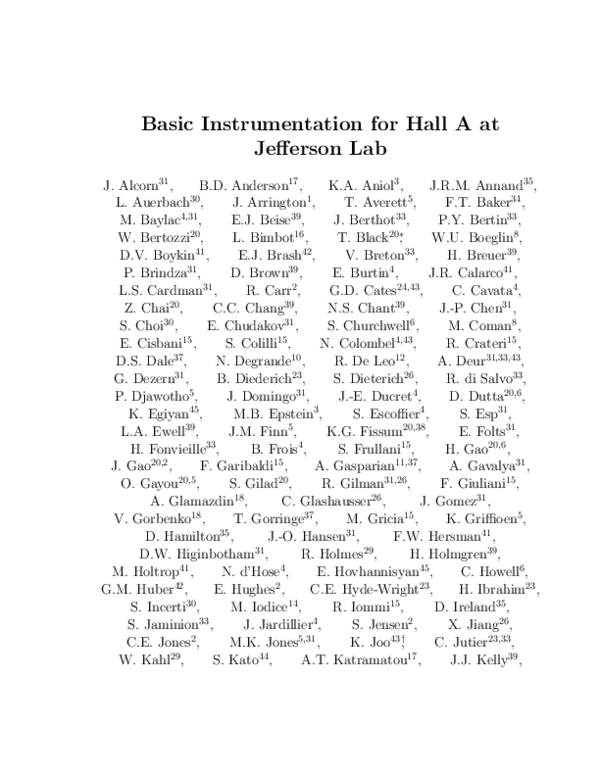 (PDF) Basic instrumentation for Hall A at Jefferson Lab | Valdis Zeps ...