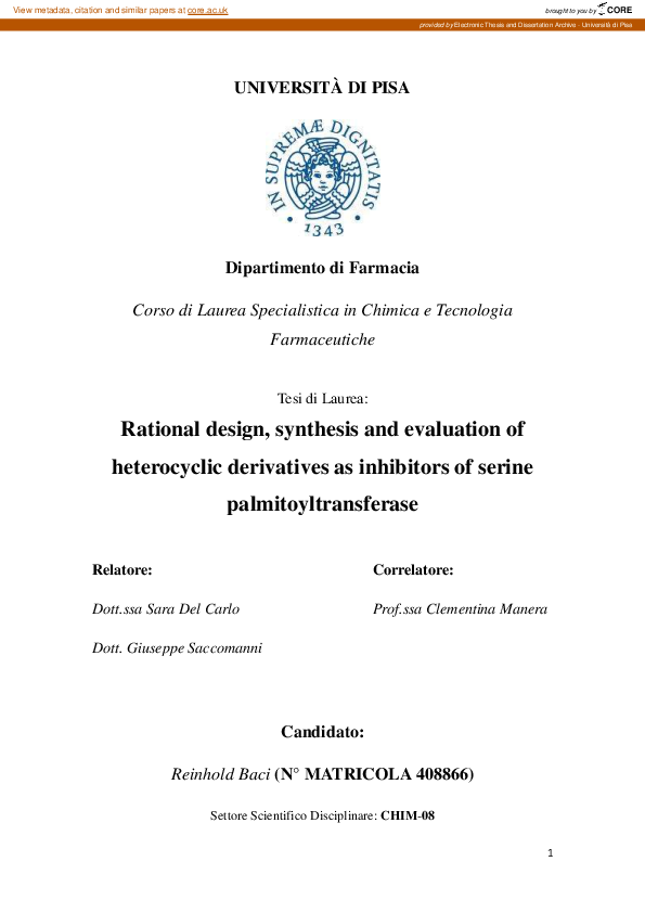 (PDF) Rational design, synthesis and evaluation of heterocyclic ...