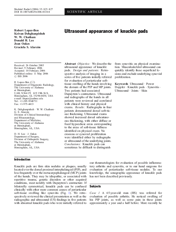 (PDF) Ultrasound appearance of knuckle pads | Graciela Alarcon ...