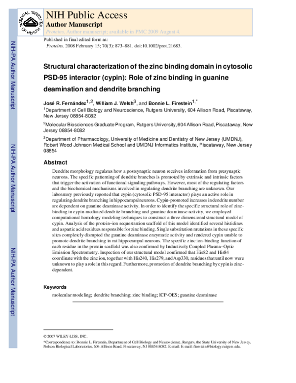 (PDF) Structural characterization of the zinc binding domain in ...