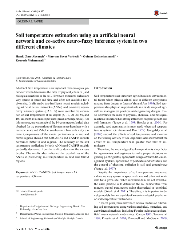 (PDF) Soil temperature estimation using an artificial neural network ...
