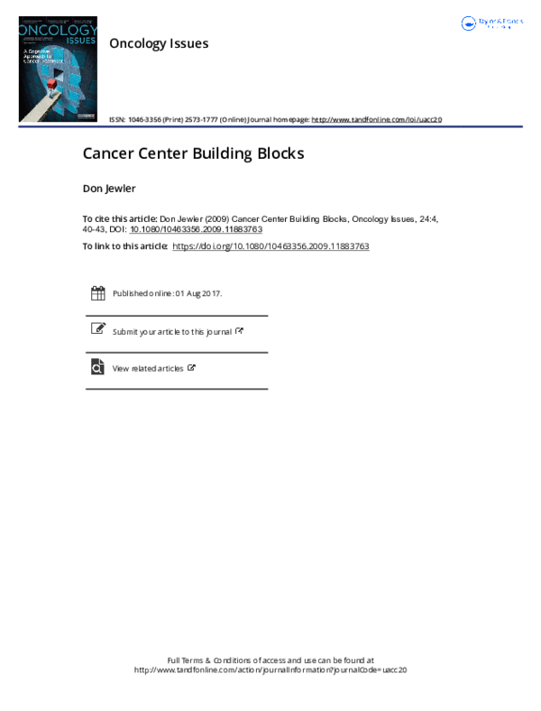 (PDF) Cancer Center Building Blocks