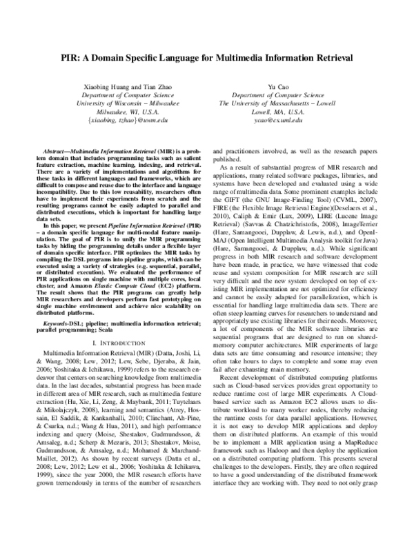 (PDF) PIR: A Domain Specific Language for Multimedia Information Retrieval