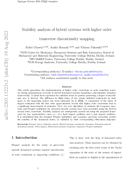 (PDF) Stability analysis of hybrid systems with higher order transverse ...