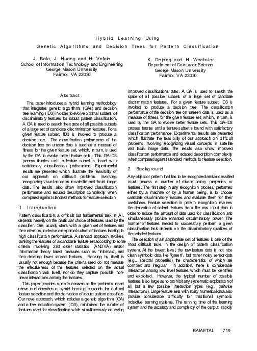 (PDF) Hybrid learning using genetic algorithms and decision trees for ...