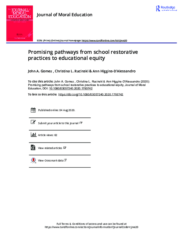 (PDF) Promising pathways from school restorative practices to ...