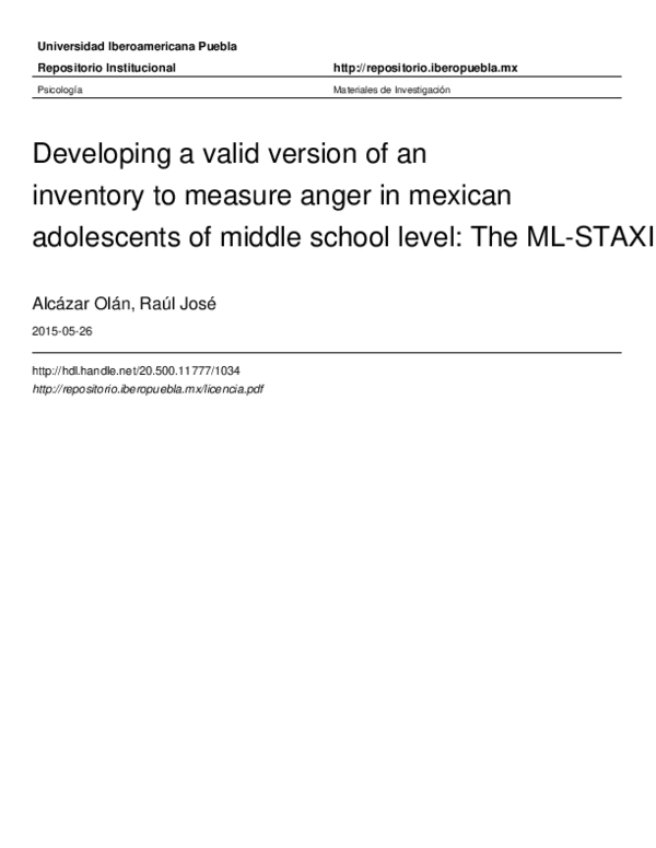(PDF) Developing a Valid Version of an Inventory to Measure Anger in ...