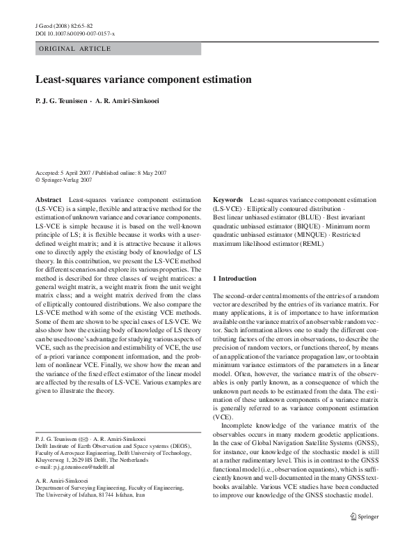 (PDF) Least-squares variance component estimation