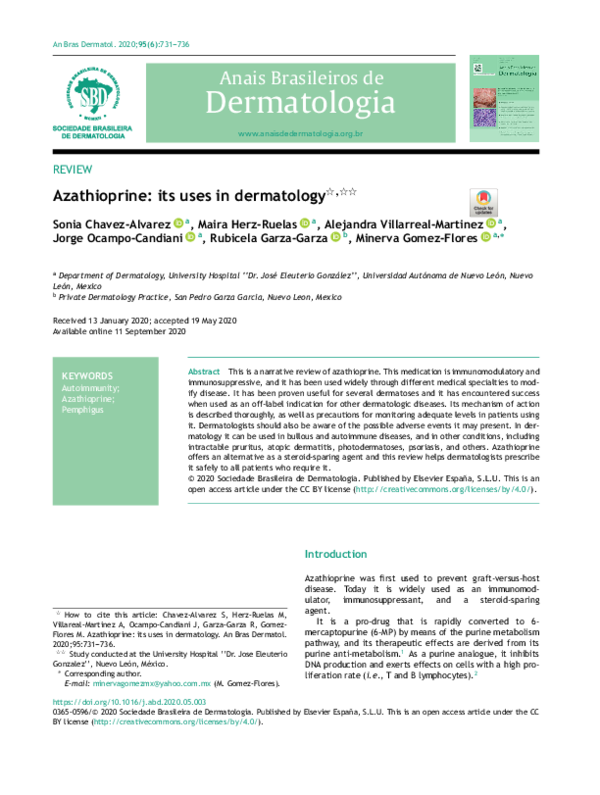 (PDF) Azathioprine: its uses in dermatology