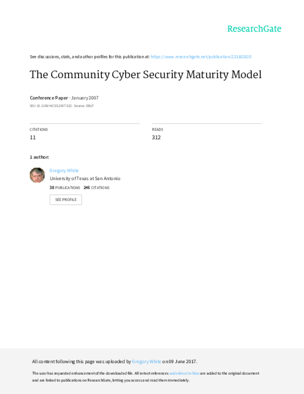 (PDF) The community cyber security maturity model