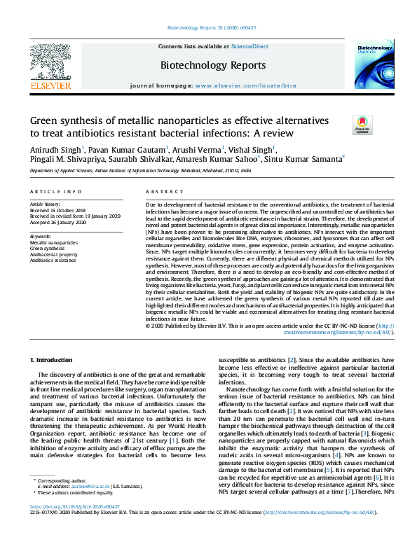 (PDF) Green synthesis of metallic nanoparticles as effective ...