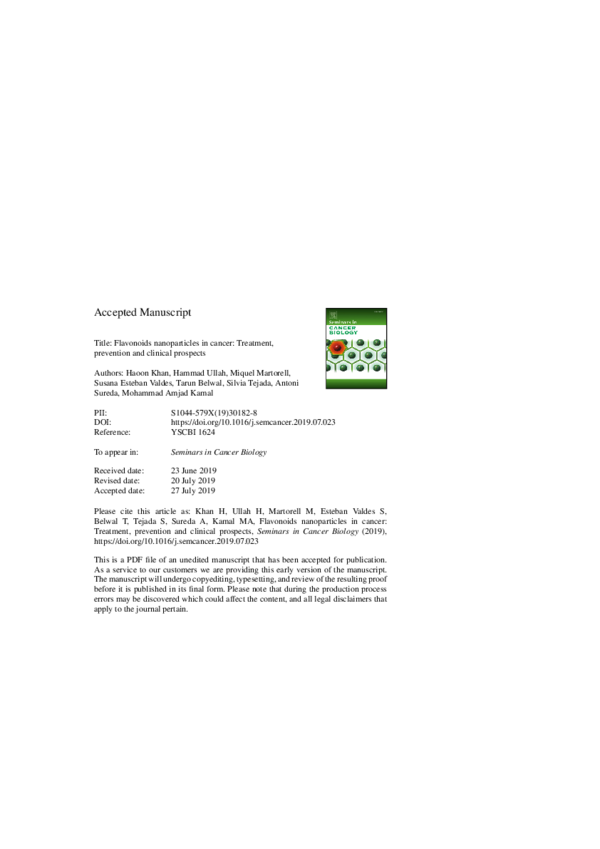 (PDF) Flavonoids nanoparticles in cancer Treatment, prevention and