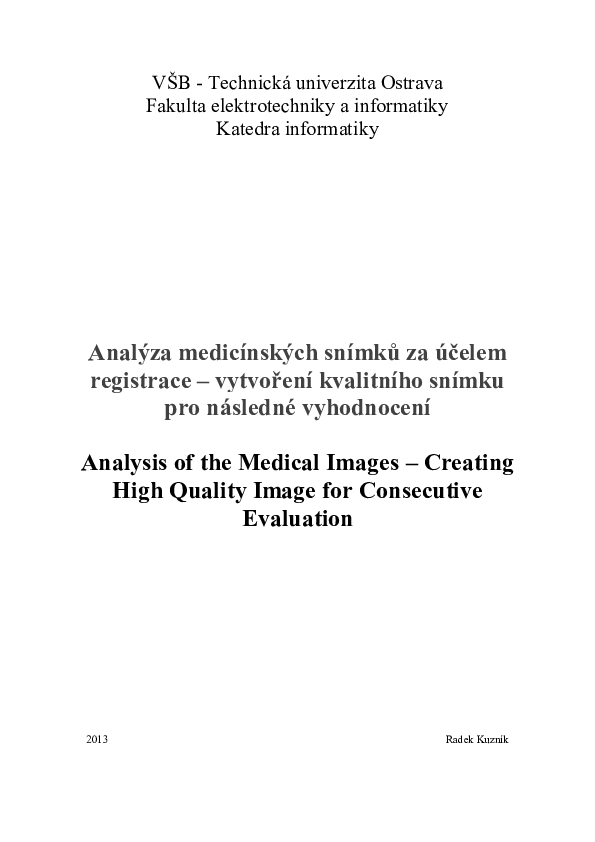(PDF) Analysis of the Medical Images – Creating High Quality Image for ...