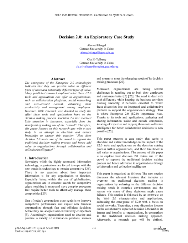 Pdf Decision 2 0 An Exploratory Case Study