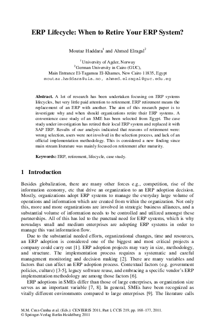 (PDF) ERP lifecycle: When to retire your ERP system?