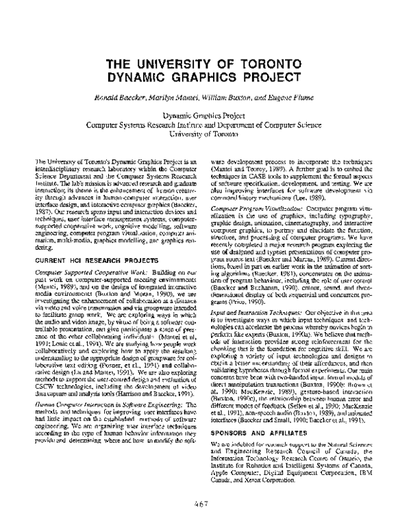 (PDF) The University of Toronto dynamic graphics project