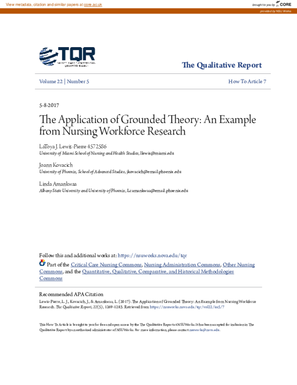 (PDF) The Application of Grounded Theory: An Example from Nursing ...