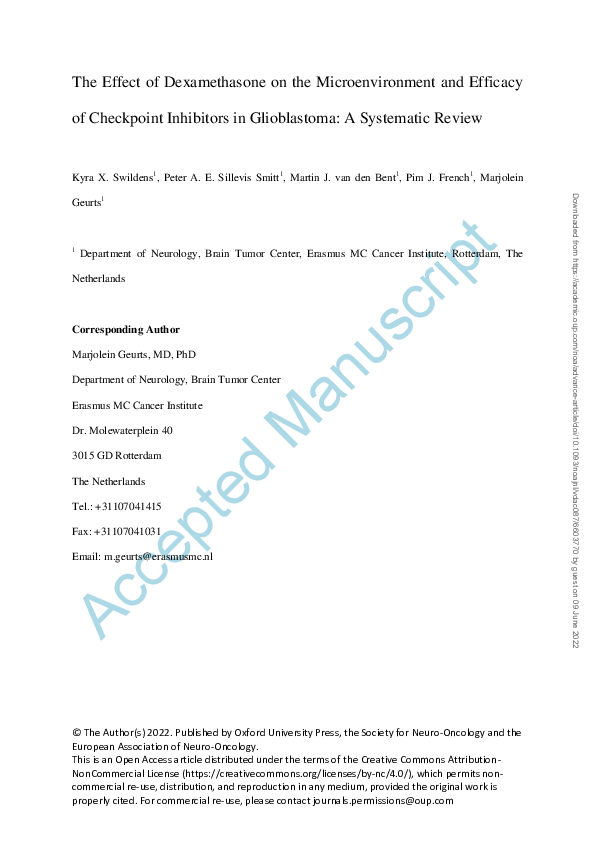 (PDF) The effect of dexamethasone on the microenvironment and efficacy ...