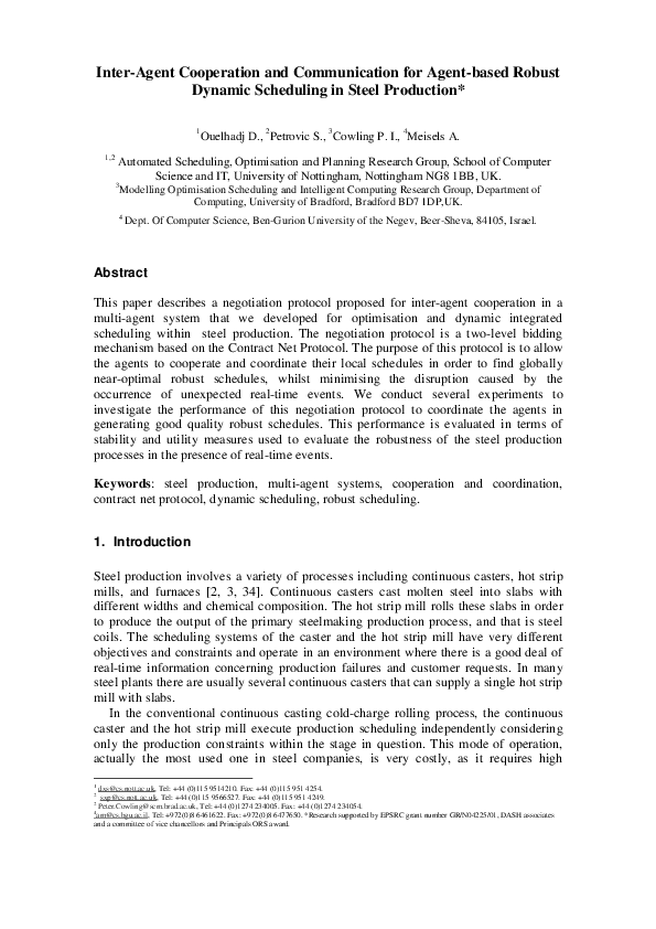 (PDF) Inter-agent cooperation and communication for agent-based robust ...